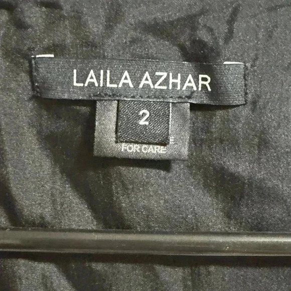 Laila Azhar Black 100% Silk Midi Dress Size 2 - Picture 3 of 4